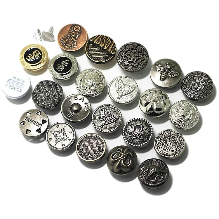 China Factory Metal Button Zinc Alloy Buttons Jeans for Women and Men Garment, front view