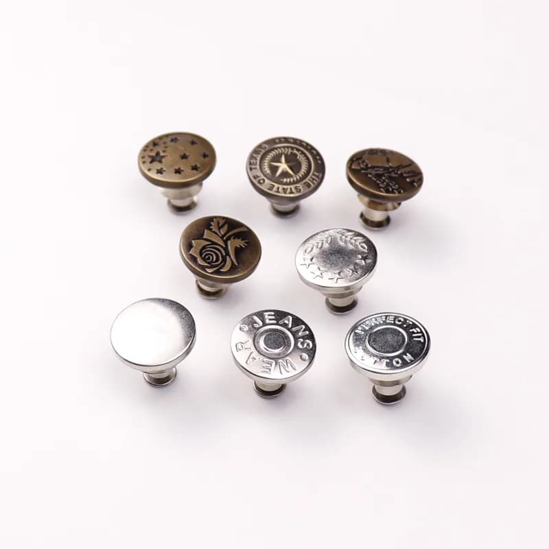 Custom Logo Metal Clothes Button Jeans 17mm Metal Snap Button for Clothing, front view