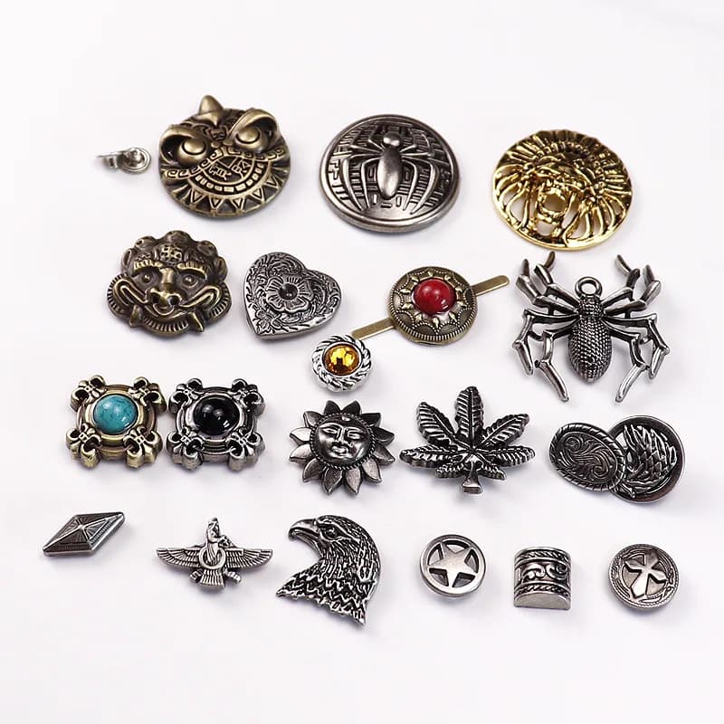 Metal Round Decorative Western Conchos Coin Buttons With Screws for Leather, front view