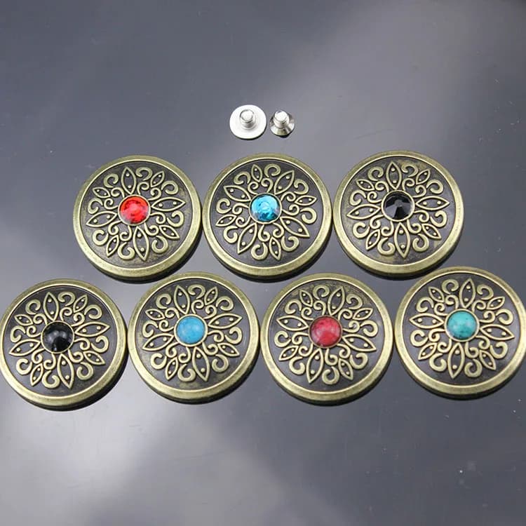 Custom Latest Fashion Long Top Design Western Conchos for Leather, front view