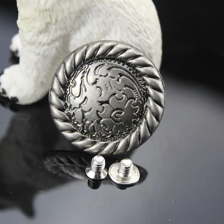 Twisted Rope Antique Silver Metal Conchos With Screw for Leather Belt, front view