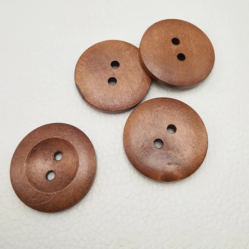 Europe's 25mm Customizable Wooden Buttons with 2-Holes for Eco-Friendly, front view