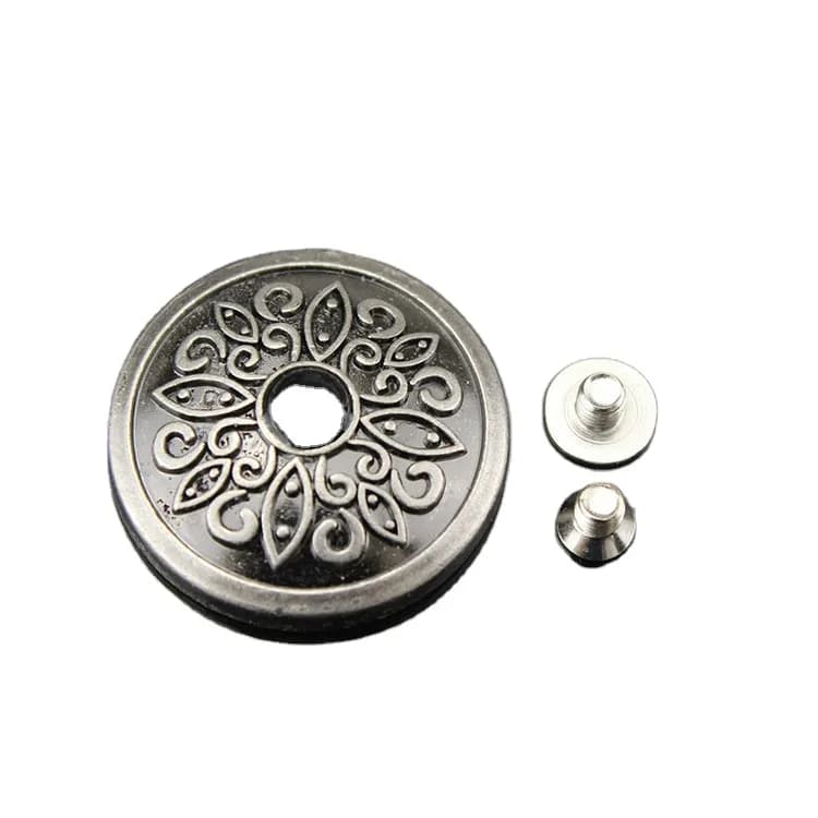 Turquoise 24mm Screw Back Conchos for Belt DIY Metal Casting Leather, front view