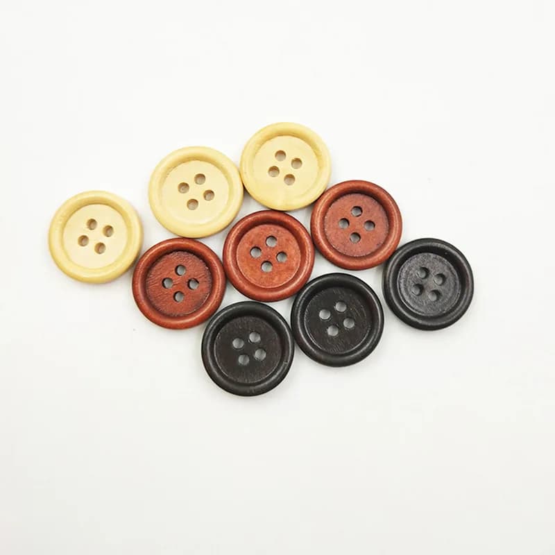 Custom Laser Brand 15mm Round Wood Sewing Button with 4-Holes for Baby, front view