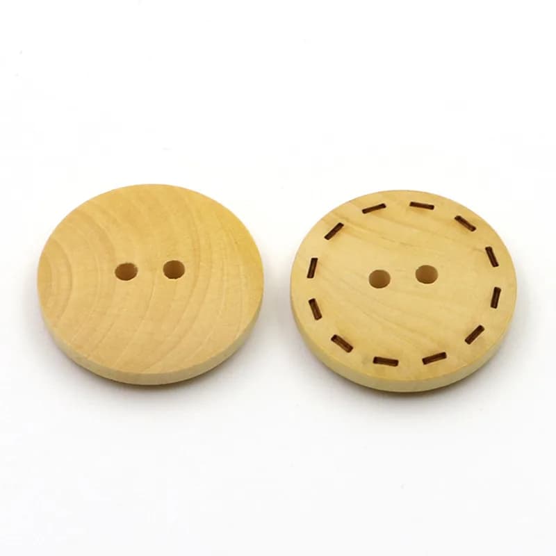 Natural Wooden 2-Hole Buttons for Shirts Wood Products, front view