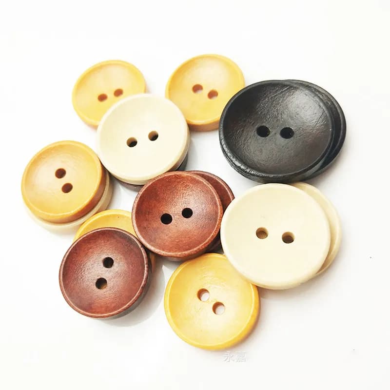Eco-Friendly 2-Hole Shirt Button Custom Wooden Craft Button Black Wood with, front view