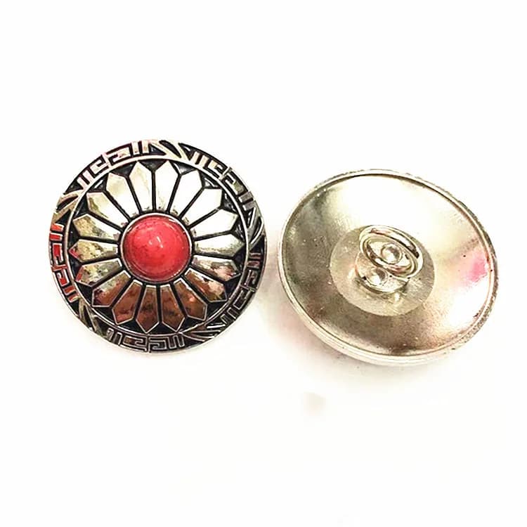 30mm Sun Flower Red Turquoise Conchos Custom Alloy Button DIY Leather, front view