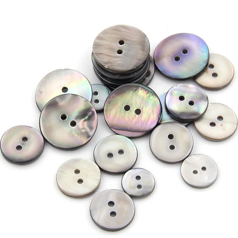 Black Lip Natural Material Pearl Two Holes Big Coat Shell Button, front view