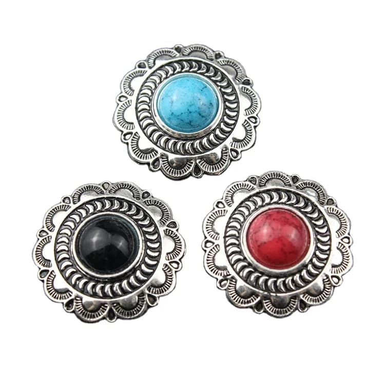 New Fashion DIY Western Conchos With Stone for Leather Wallet Purse, front view