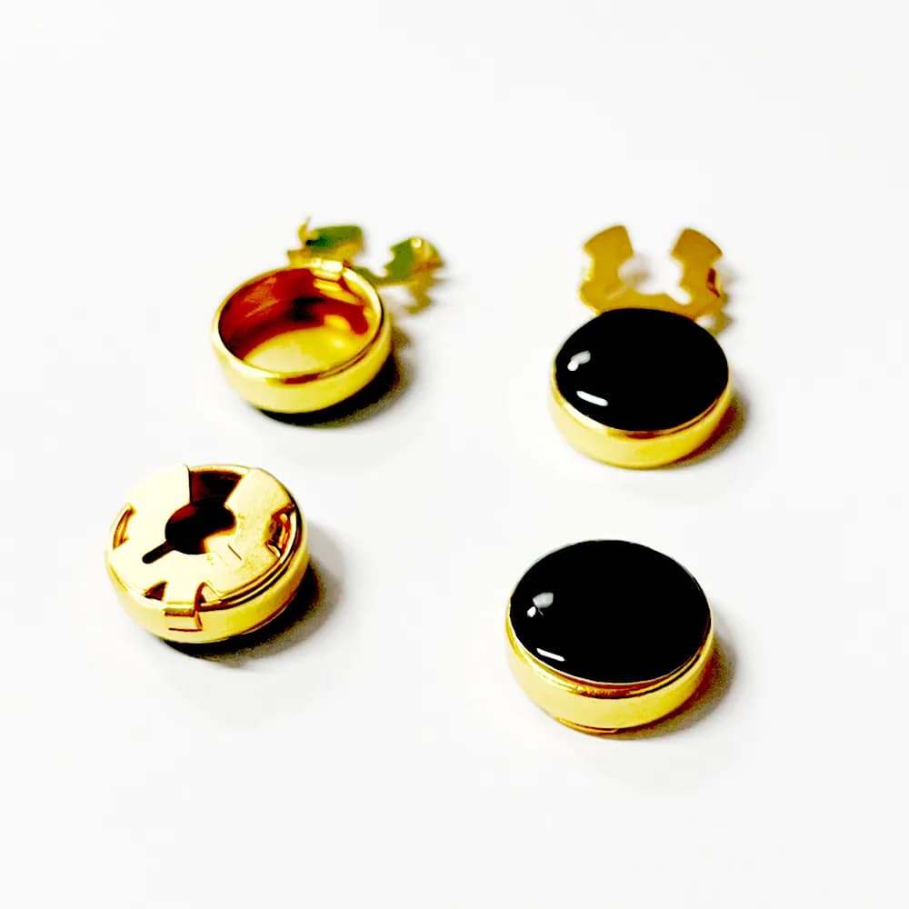 Customazion logo Availbe Black Decoration Gold 17.5m Button Cover Cuff-link, front view