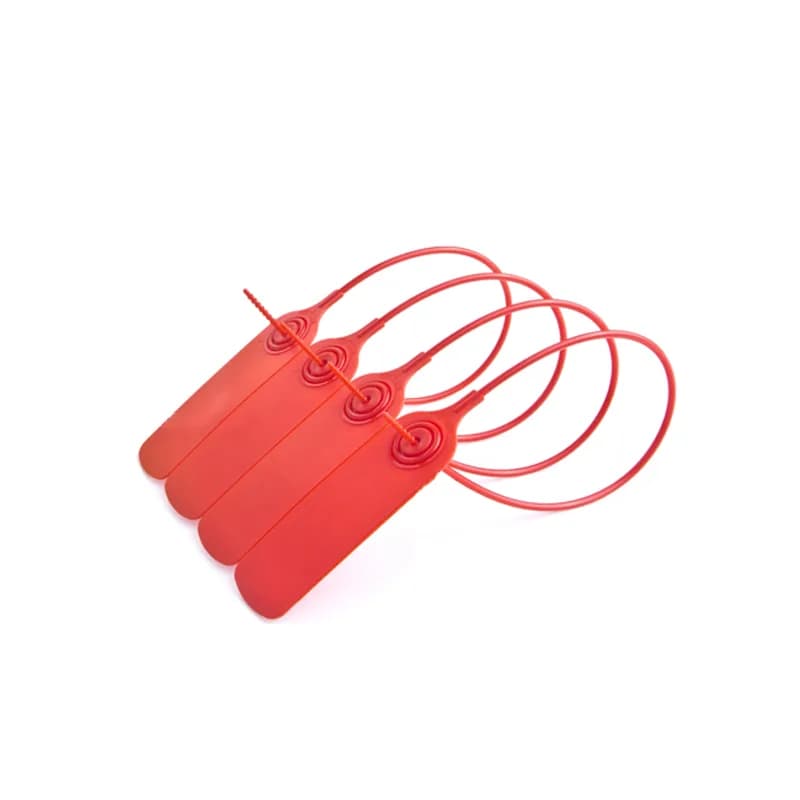 China Factory's 200mm Printed Hang Tag Sticker Custom Logo Plastic Seal Tag, front view