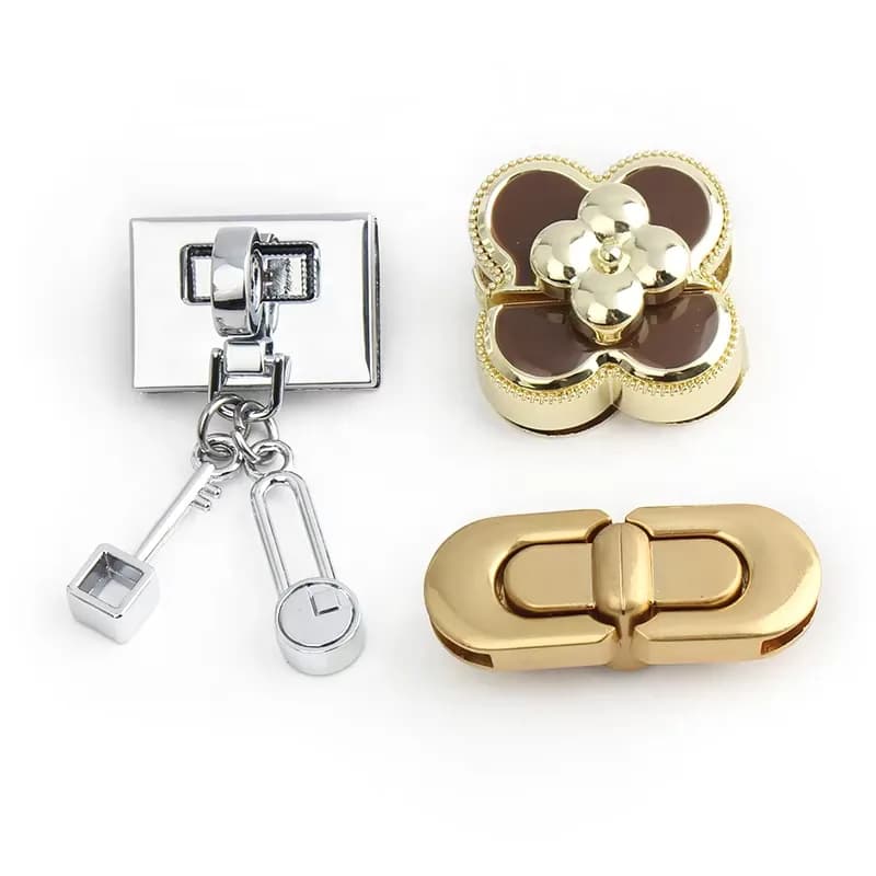 Fashion Design Bag Lock Parts Accessories Press Turn Lock Custom Handbag, front view