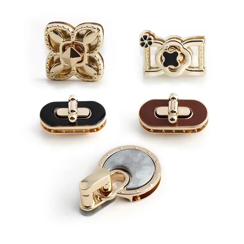 Fashion Design Bag Parts & Accessories Decorative Purse Hardware Metal Turn Lock, front view