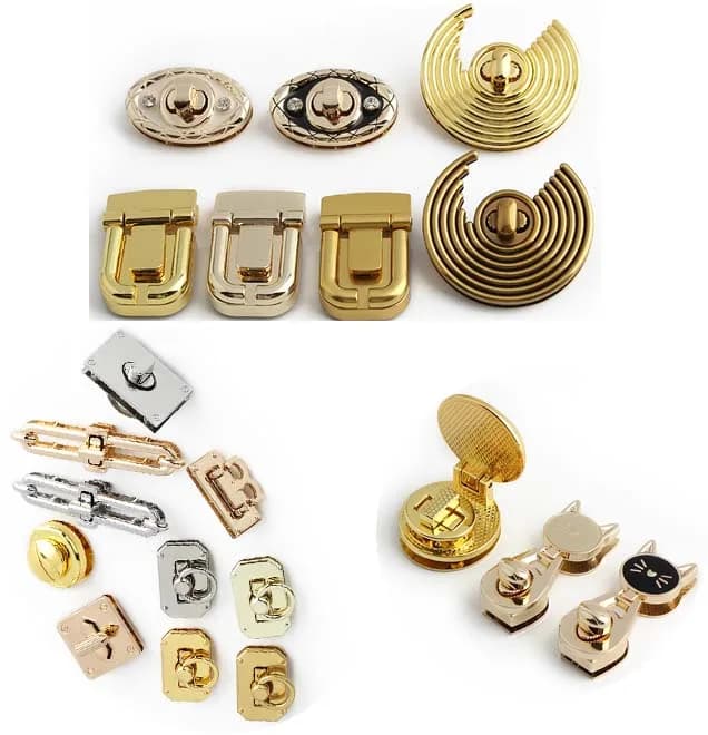 Custom Logo Metal Locks Hardware Bag Parts Accessories Zinc Alloy Lock Metal, front view