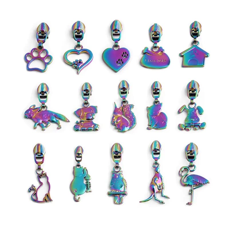 Multiple Color Heart-shaped Design Metal Zipper Puller Custom Nylon Zipper, front view
