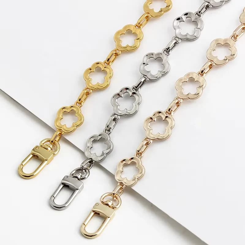 Zinc Alloy Handbag Chains Flower Shape DIY Purse Hardware Chain Shoulder Handbag, front view
