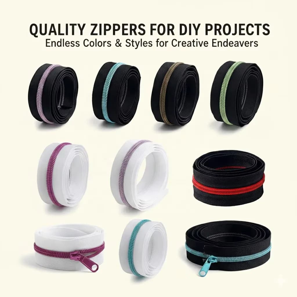 Hot Selling Multi-Colored DIY Zip Roll Clothes Zippers Garment Accessories Nylon, front view