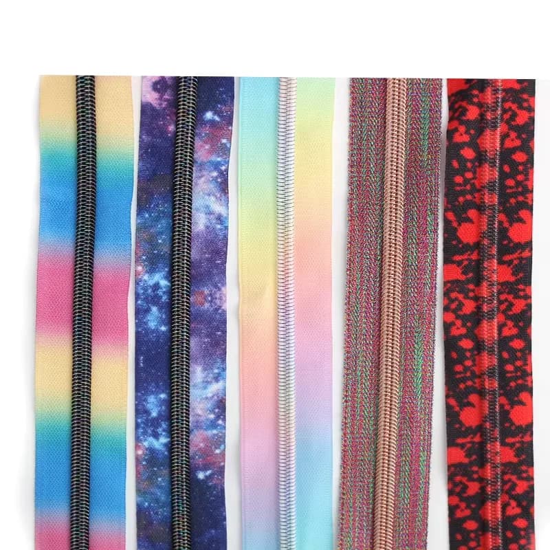 5# Nylon Rainbow Color Zippers Customized Design Printing Pattern Zipper, front view
