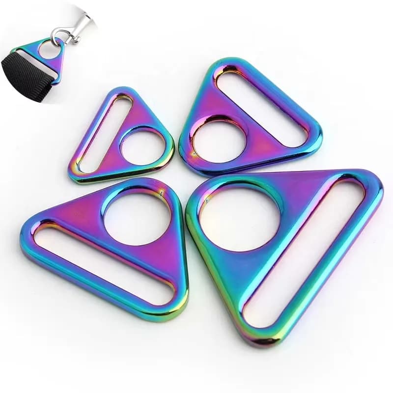 Colored Triangle Slide Buckle - Zinc Alloy Adjustable Strap Rainbow Buckle, front view