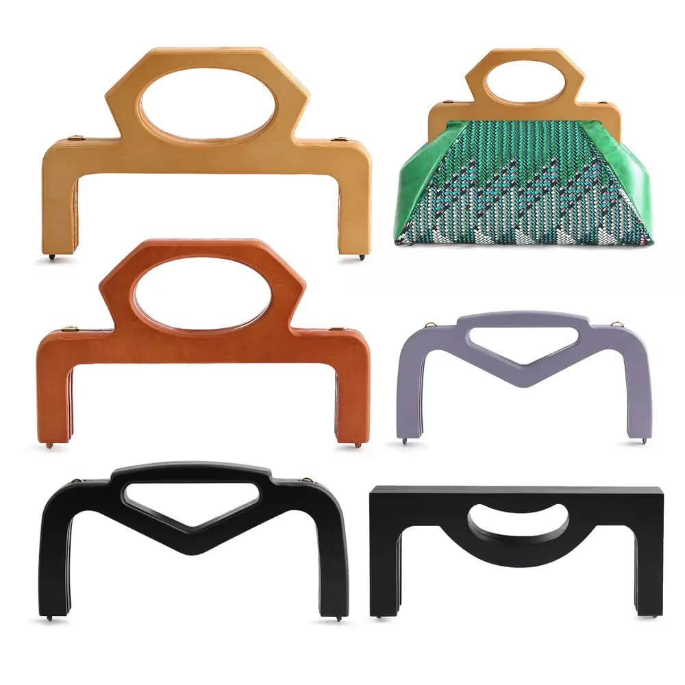 25cm 10 Inch Vintage Wooden Handle Luggage Accessories DIY Bag Handbag Large, front view