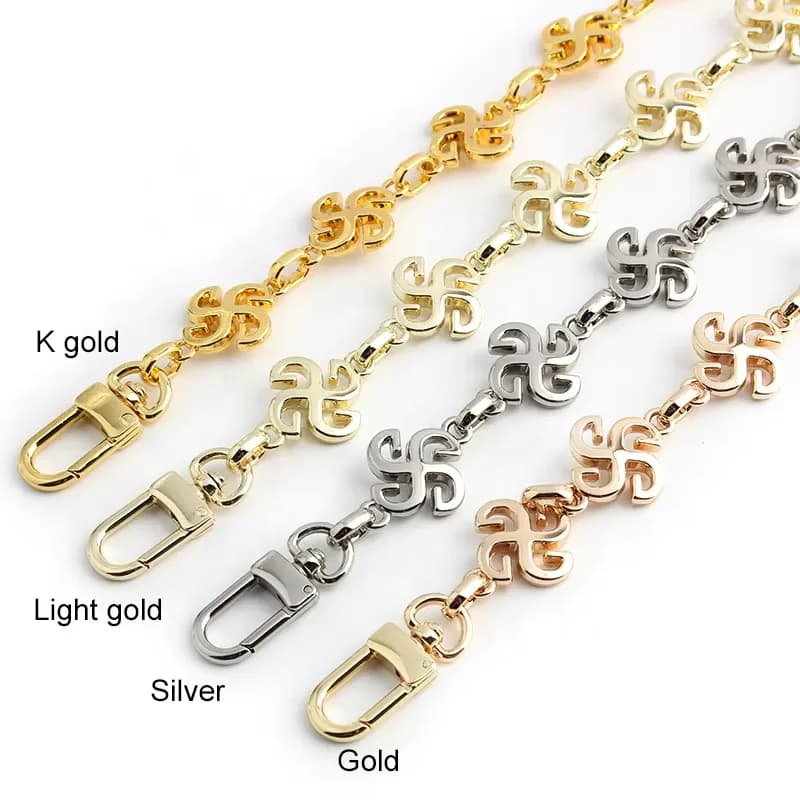 Flower Design Alloy Metal Women's Chain DIY Replacement Straps Bag Chain, front view