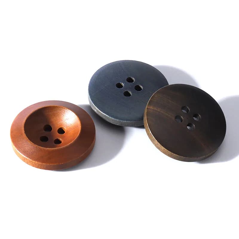4-Holes 20mm-23mm Big Size Oblique Bowl Paint Buttons Dark Brown Black Wood, front view