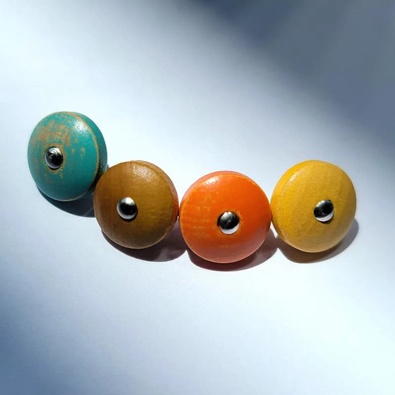 Small Size 10mm-12.5mm Wood Colorful Mushroom Shape Bamboo Dress Buttons, front view