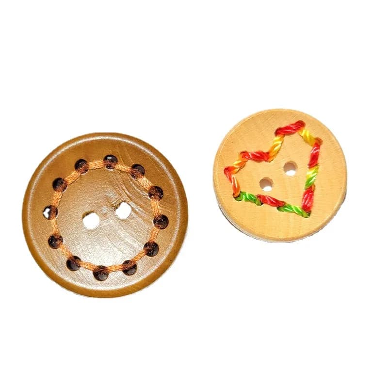 Rainbow Colorful 20mm-25mm Big Size Wood Round Coat Buttons for Sewing, front view