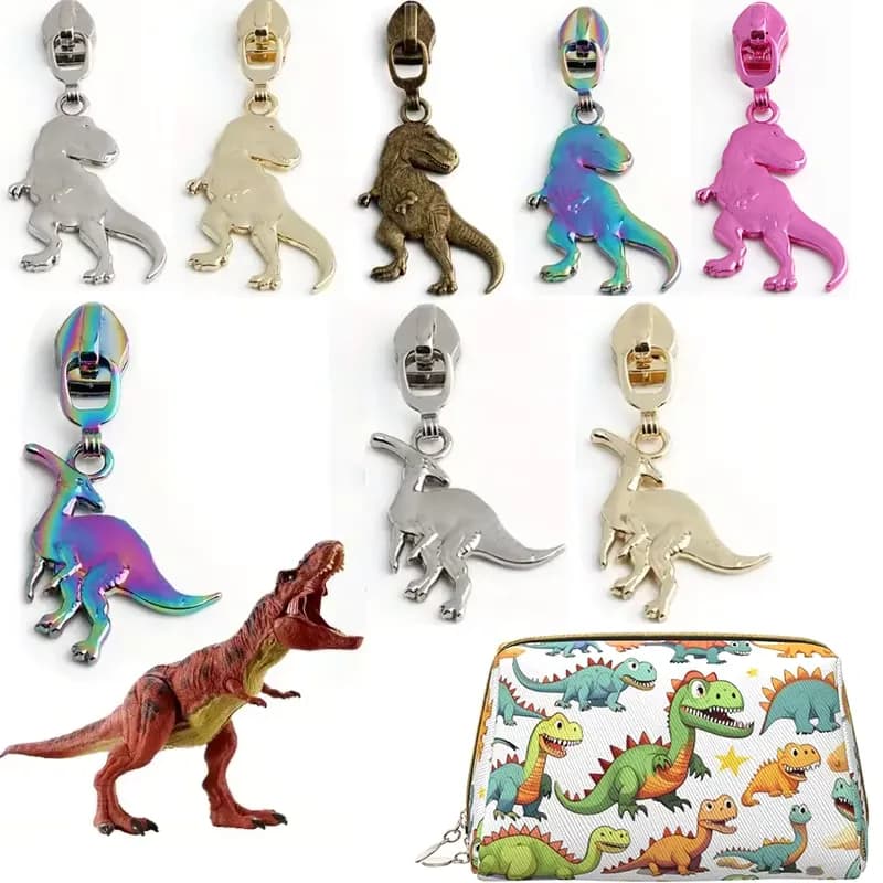 New Double-side Design Dinosaur Zipper Pulls Size 5 Zipper Sliders Custom Nylon, front view