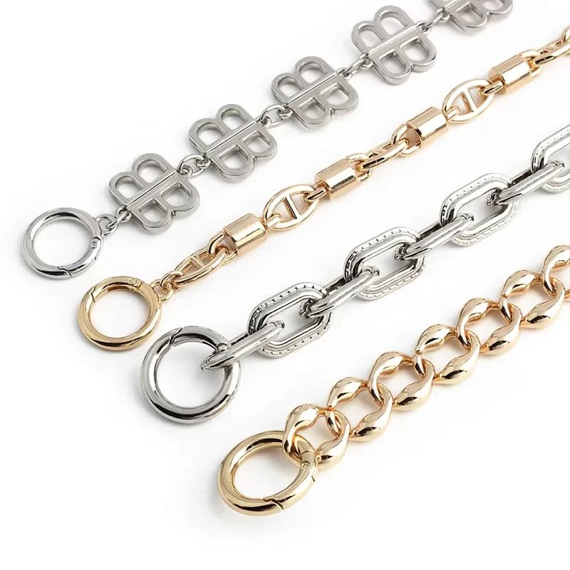 Zinc Alloy Bag Accessories Purse Shoulder Chain Replacement DIY Bag Strap Metal, front view