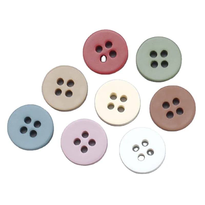 11mm 4-Hole Round Wood Buttons Various Colors-Red Pink Blue Nature Black for, front view