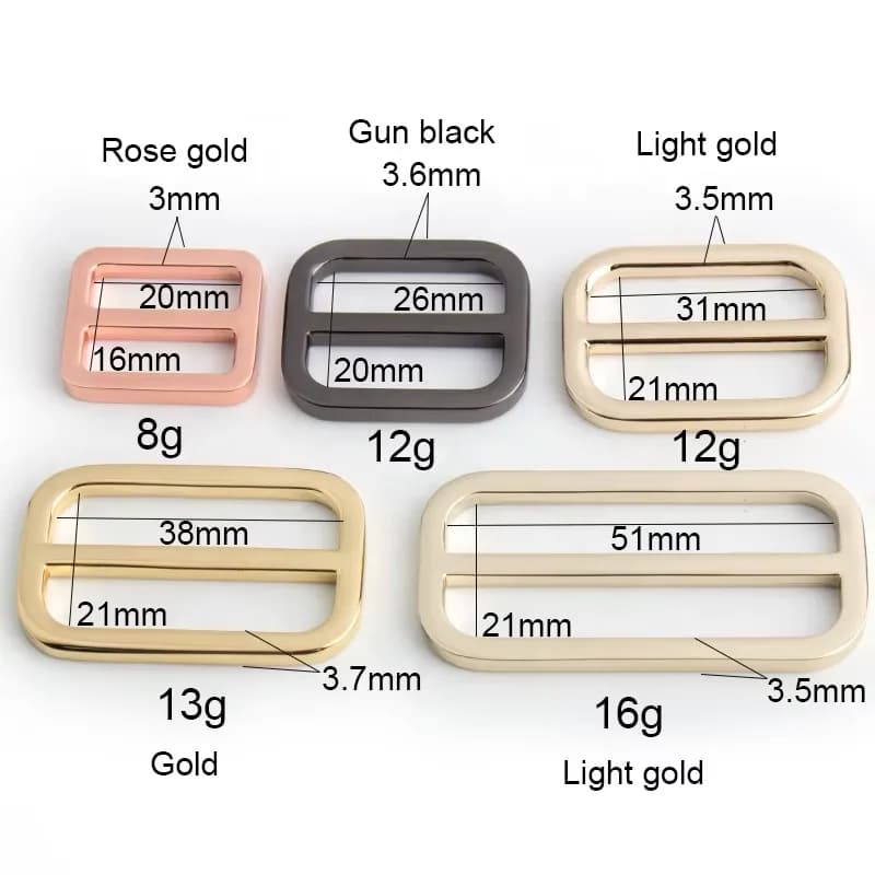 Bag Metal Adjustable Square Tri-glide Slider Buckle Alloy DIY Hardware, front view