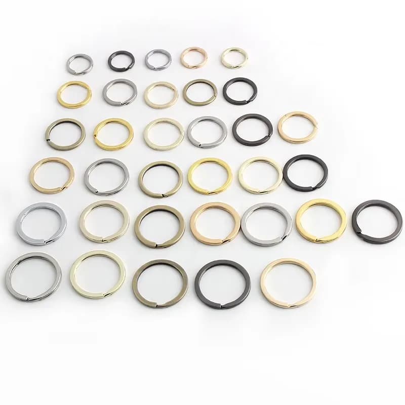 Different Colors Variety Size Metal Flat Key Ring Round DIY Hardware Accessories, front view