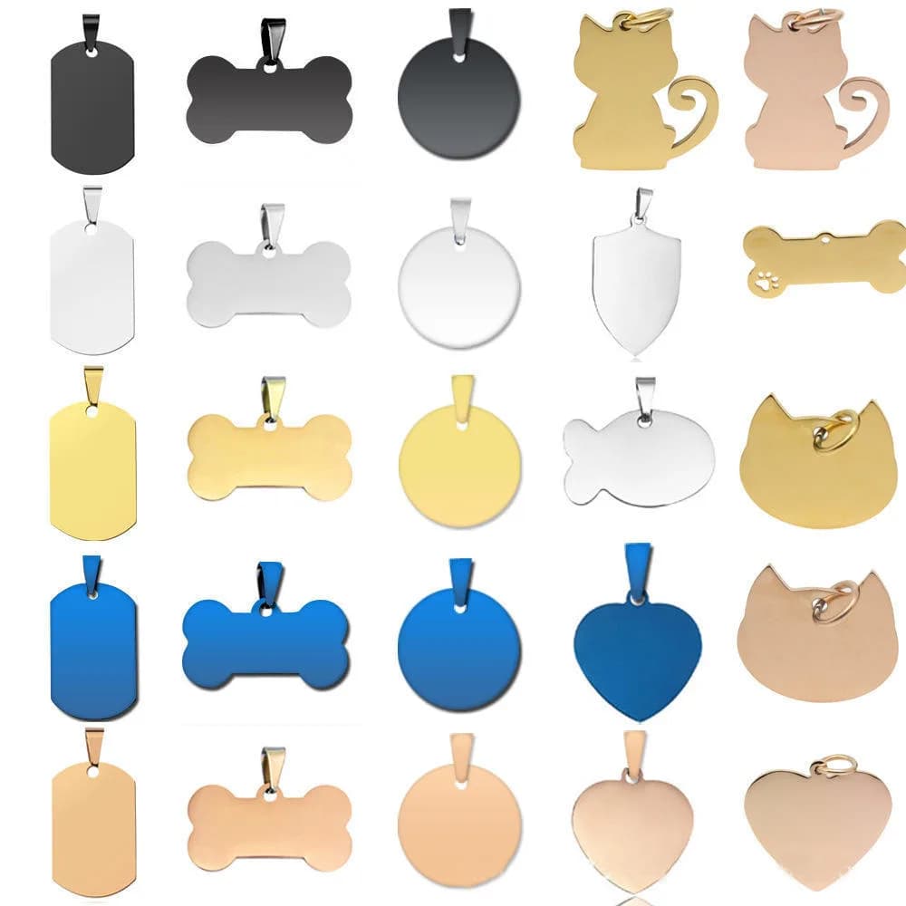 Custom Your Logo Blank Sublimation Metal Pet Name ID QR Code Dog Tag for, front view