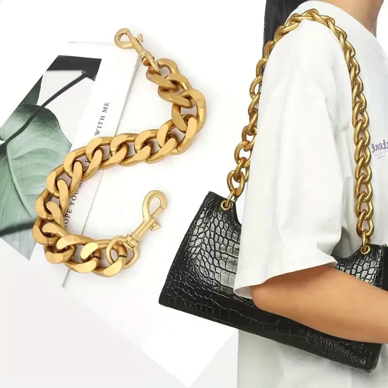 39/60/120cm Aluminum Chain Crossbody Replacement Metal Stain Gold Color, front view