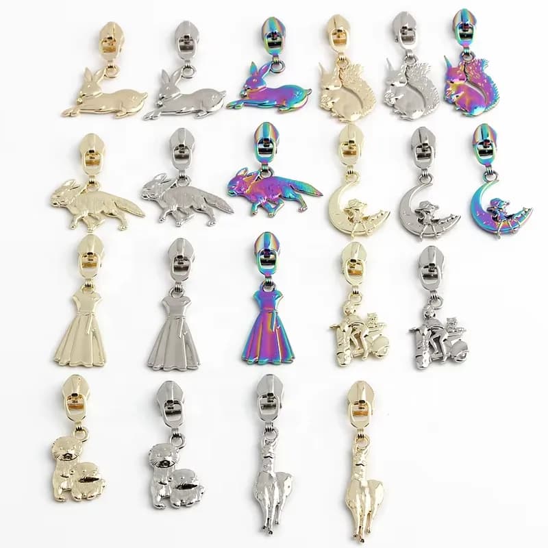 Creative Design Clothing Metal Zipper Puller 5# Nylon Zipper Slider Hardware, front view