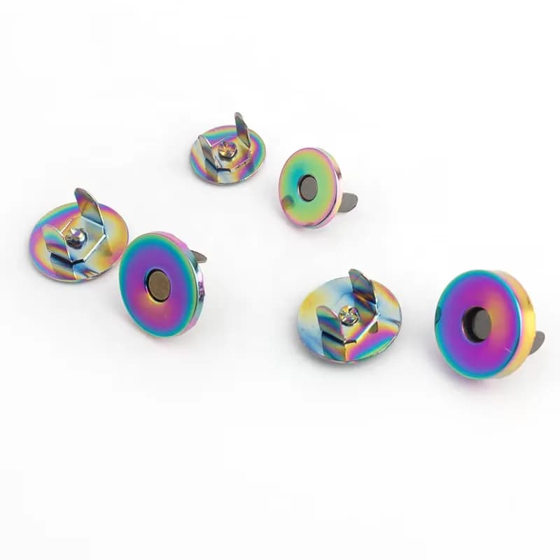 Bag Accessories Strong Magnetic Snaps Rainbow Color Metal Button, front view