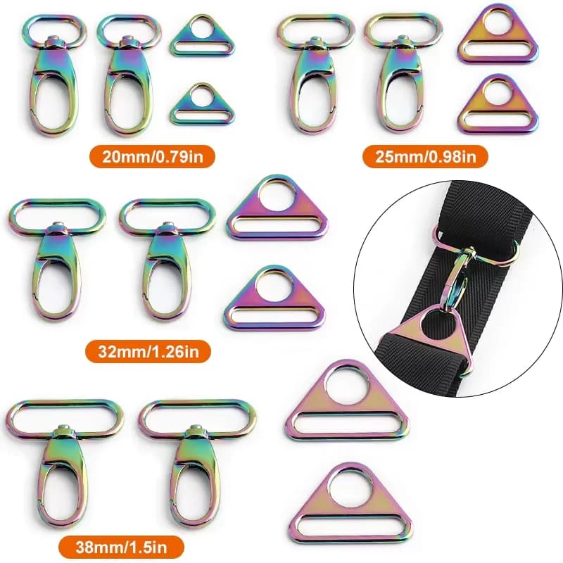 Handbag Rainbow Triangle Buckle Bag Strap Connector Hardware Zinc Alloy Clasps, front view