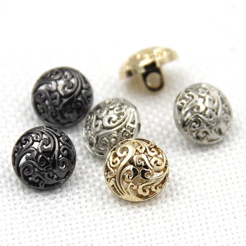 Customized Logo Clothing Button Shank Metal Alloy Gold Buttons for Clothes, front view