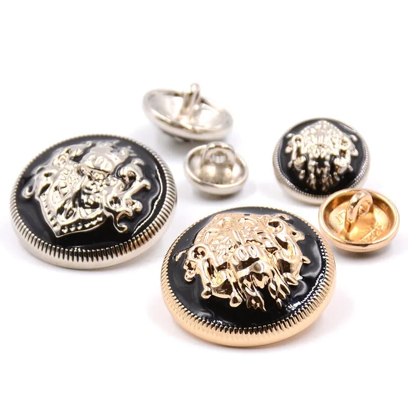 Hollow Out Loop Black Nickel Sewing Designer Button Metal Shank Buttons for, front view