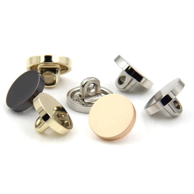 Round Cap Silver Rose Gold Zinc Alloy Metal Sewing Loop Shank Buttons for, front view
