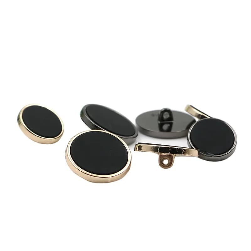 Custom Logo Round Metal Buttons Fancy White Large Coat Alloy Buttons Gold, front view