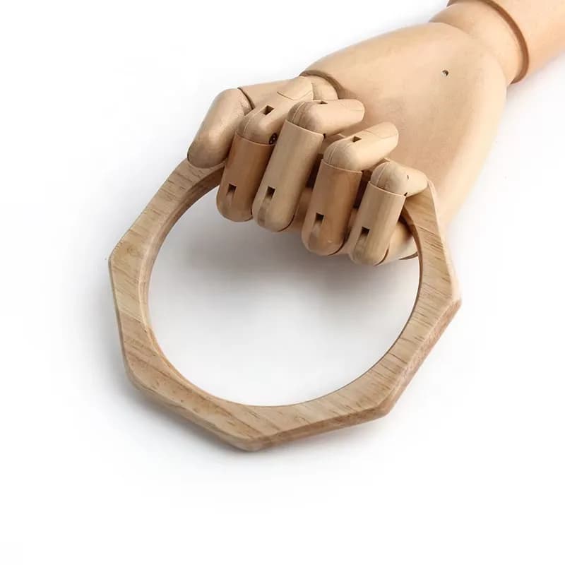Natural Color Round Design Wooden Bag Handle Handmade DIY Custom Purse Frame, front view