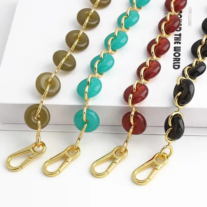 New Design Colorful Resin Bag Chain Acrylic Resin Shoulder Strap DIY Chain, front view