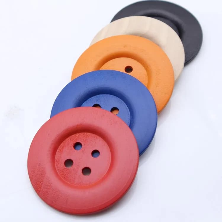 60mm Large Exquisite Four Eyes Wooden Decoration Button Eco-Friendly, front view