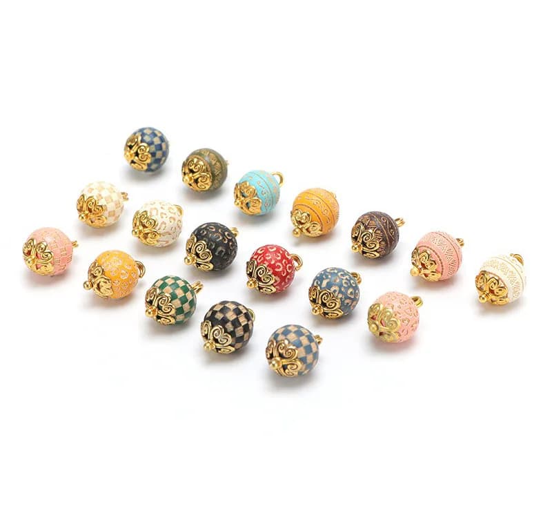 New Chinese Cheongsam Style DIY Jewelry Buttons Carved Fancy Wood Bead, front view
