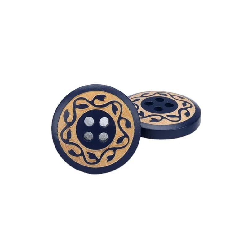 2024 New Hot Bake Paint Laser Poplar Wood Button with Beautiful Vintage, front view