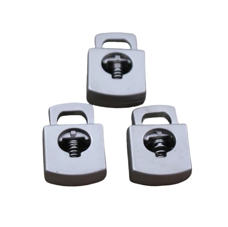 Custom Single-Hole Metal Drawstring Rope Stopper with Snap Buckle Toggle and, front view