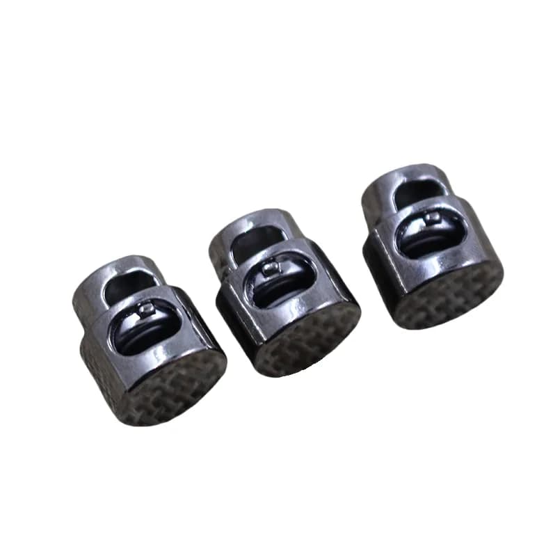 Custom Adjustable Metal Toggle End Black Spring Ending Stopper Cord Lock, front view