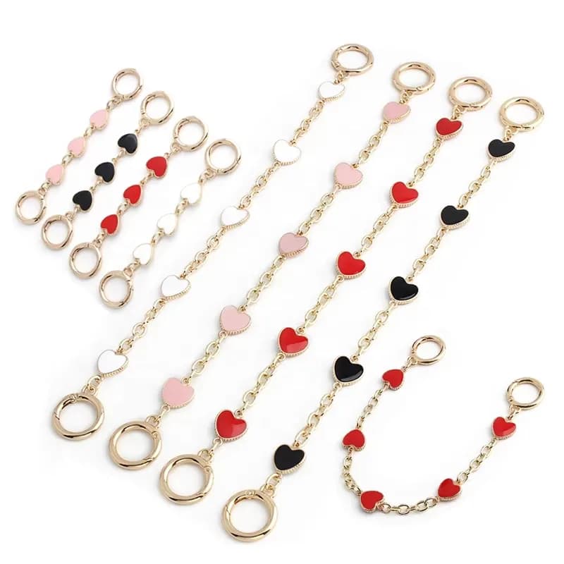 Purse Chain Strap Extender Chain - Heart Shape Metal Strap Extension for Purse, front view